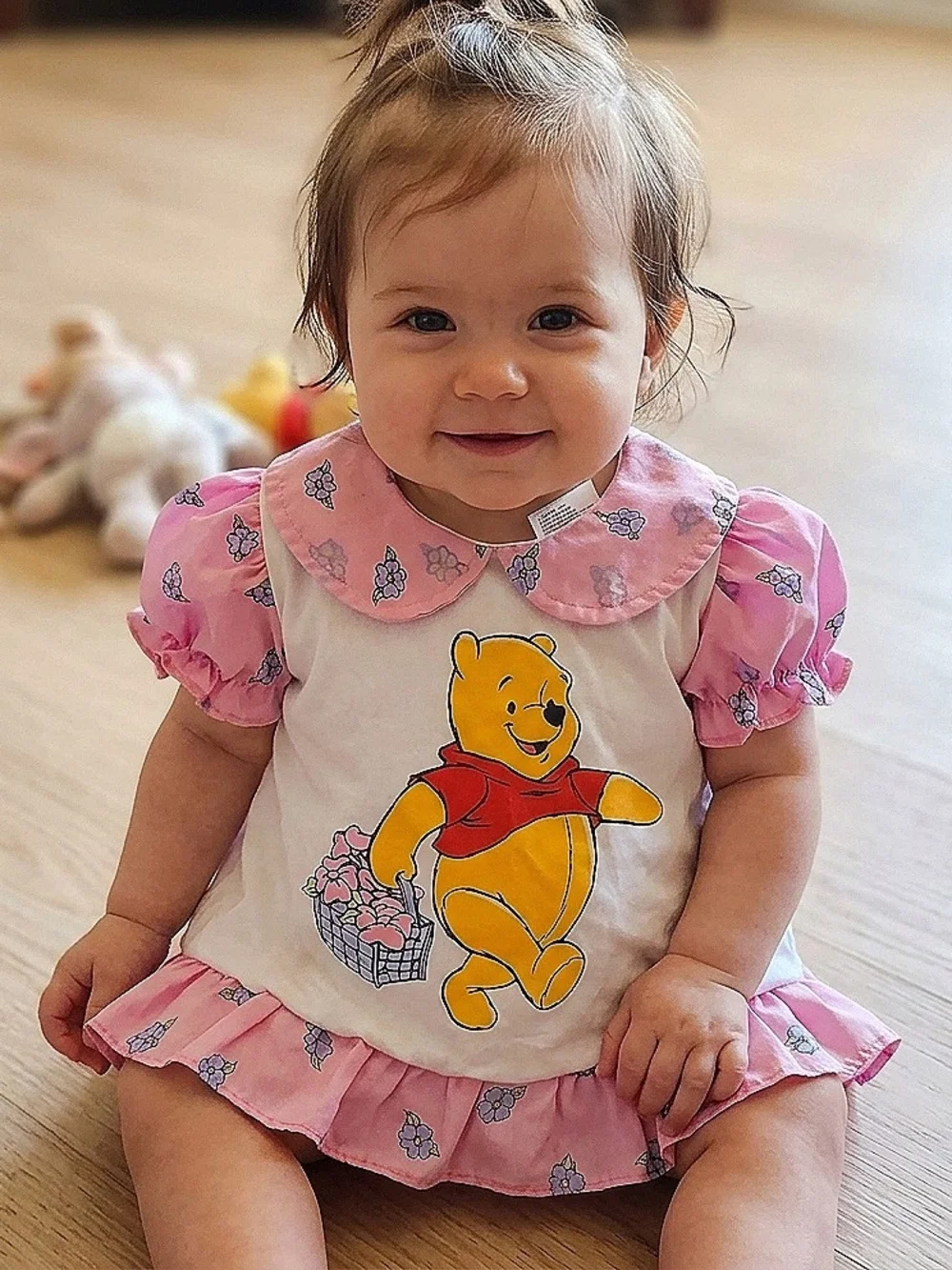 Vintage Disney Pink and White Winnie the Pooh Baby Dress